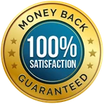 100% satisfaction money-back guarantee seal